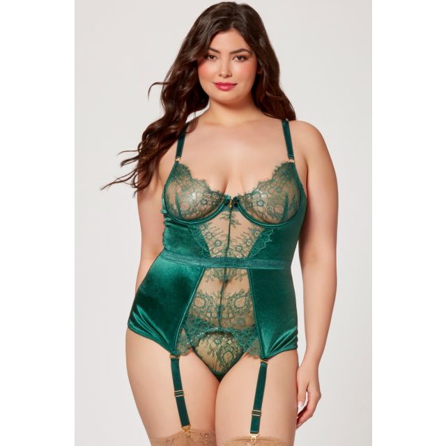 Seven til Midnight Queen Size Satin and Lace and Bustier Set - STM-10813X