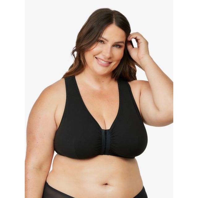 Leading Lady - The Indy Cotton Front-Closure Lace Racerback Bra LL138-BLK