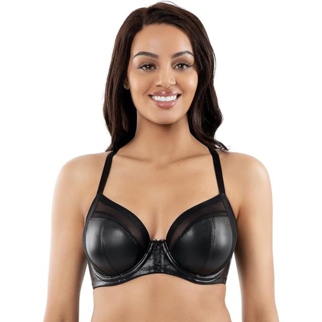 Parfait Stevie Faux Leather Full Busted Unlined Non-Padded Underwired Bra P50125-BLK