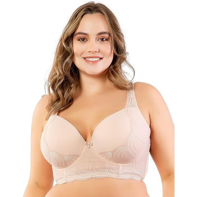 Parfait Pearl Longline Plunge Full Busted Bra P6091 Cameo Rose