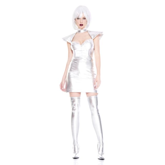 Music Legs Mini Wet Look Dress With Shoulder Pads ML70944