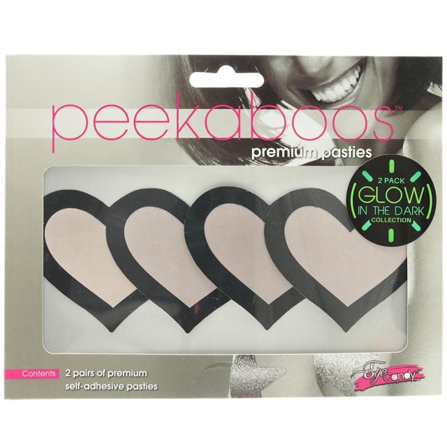 X-Gen Glow in the Dark Hearts Nipple Pasties XGEN-006489