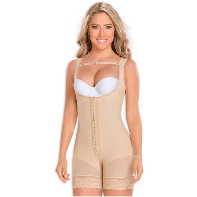 Fajas MYD 0065 Mid Thigh Bodysuit Shaper for Women / Powernet