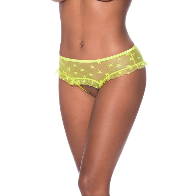 Magic Silk Skirted Hipster w/ Open Crotch Panty P403-NEONCHARTREUSE